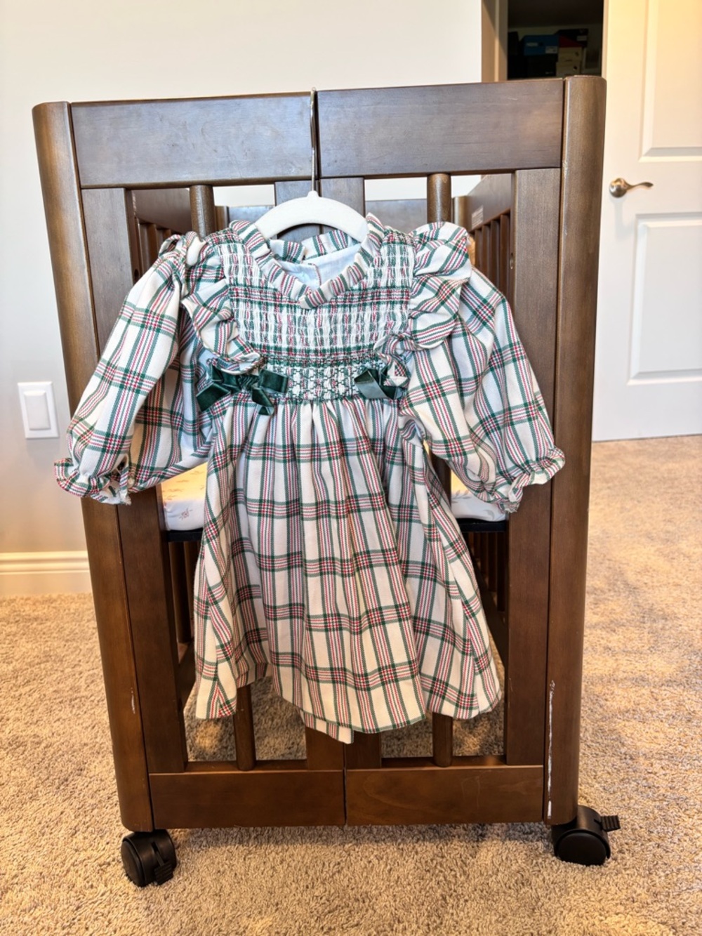Girls Plaid Smocked Holiday Dress